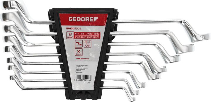 Produktbild Gedore Red red R01105008 Doppelringschlüssel Satz SW6-22 mm 8-teilig (22 mm, 6 mm, 14 mm, 18 mm, 16 mm, 10  mm, 8 mm, 13 mm, 20 mm, 21 mm, 7 mm, 19 mm, 15 mm, 12 mm, 11 mm, 17 mm, 9 mm)