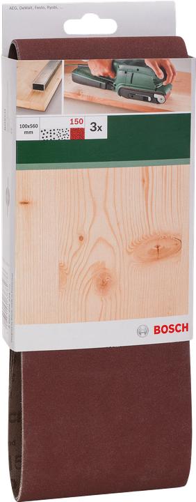 Image du produit Bosch Zubehör Set de 3 bandes abrasives pour ponceuses à bande, qualité rouge K = 150 (150)