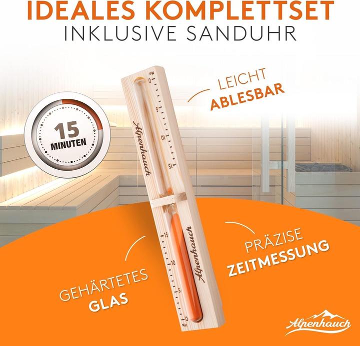 Produktbild Alpenhauch Saunaeimer-Set mit Kelle, Sanduhr & Thermometer