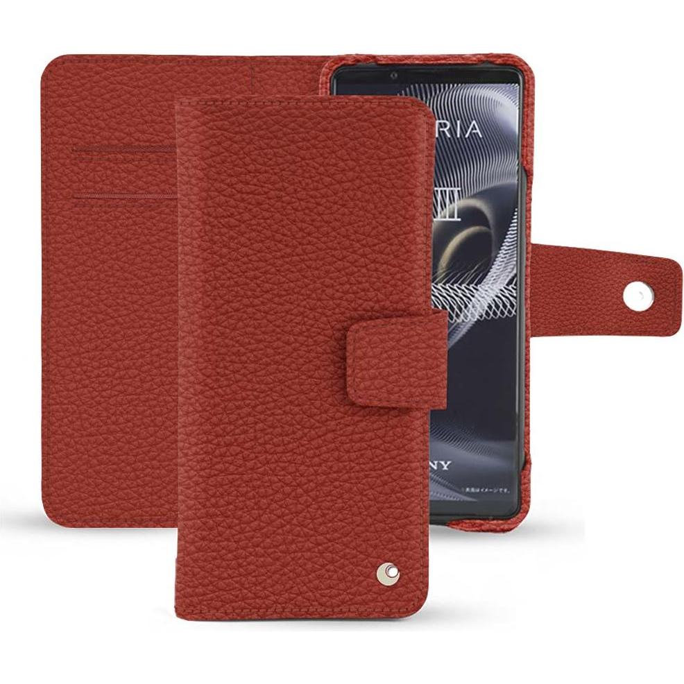 Noreve Lederschutzhülle Wallet (Sony Xperia 5 III), Smartphone Hülle, Orange