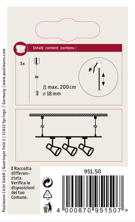 Actual product image Paulmann URail cable suspension