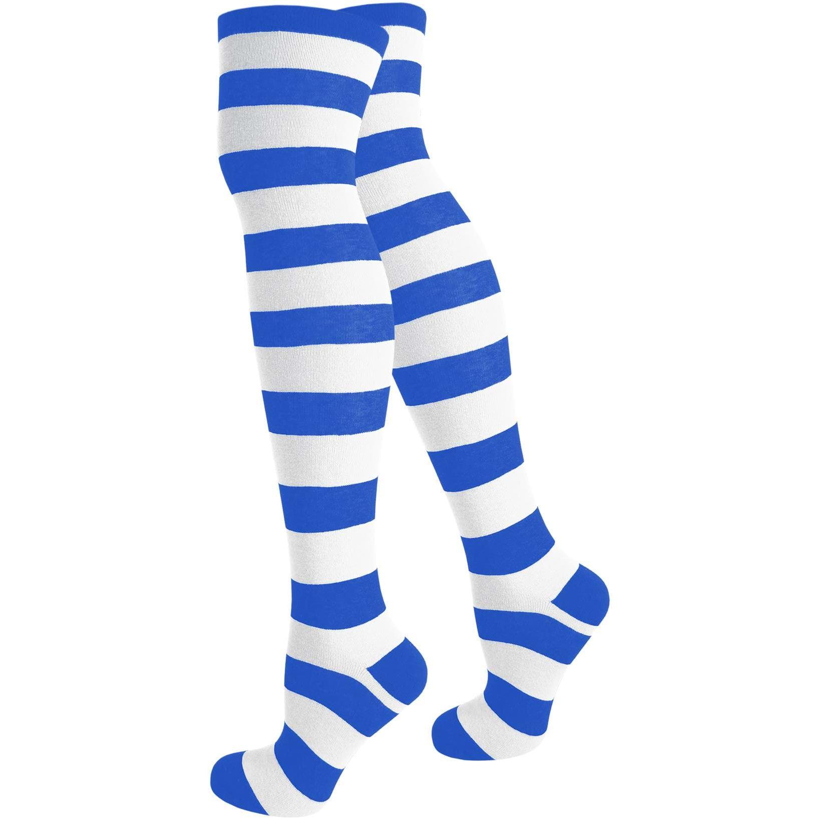 Normani, Herren, Socken, Overknees breite Ringel, Blau, Weiss, (Einzelpack, 36, 41)