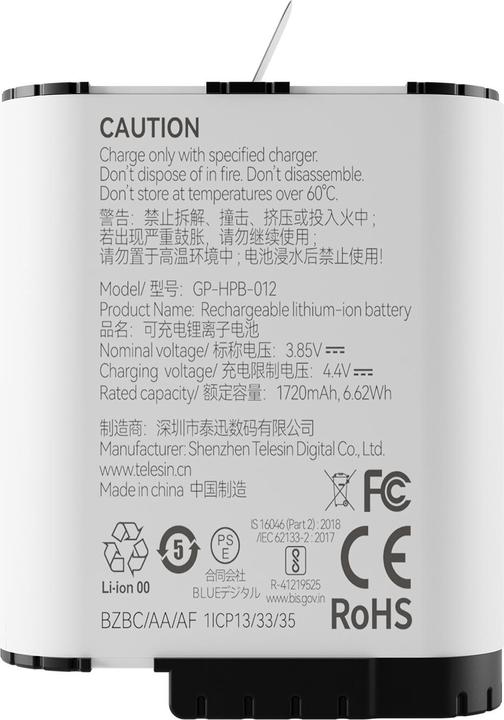 Actual product image Telesin Stamina battery (Hero 10, Hero 9, Hero 12, Hero 11)