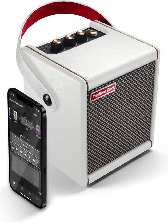 Positive Grid Spark MINI Pearl, amplificatore portatile intelligente per chitarra e altoparlante Bluetooth (Chitarra, Spigola, 10 W)