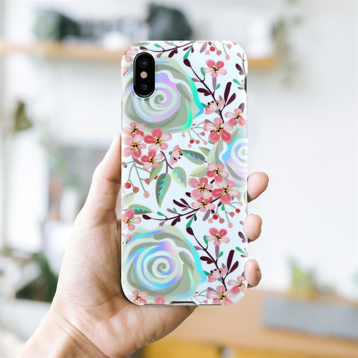 Thumbnail - Cadorabo IMD TPU Bunte Blumen & Blätter Cover (Apple iPhone XS Max), Smartphone Hülle, Weiss