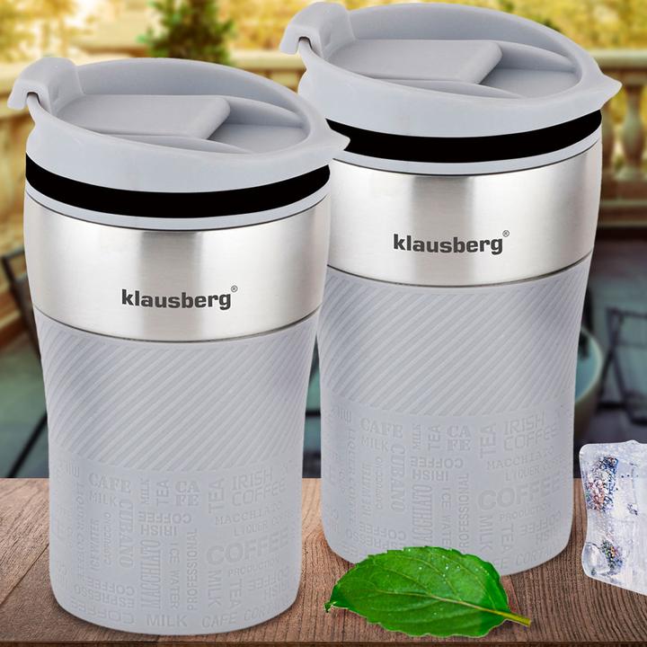 Actual product image Klausberg Set of 2 double-walled thermo mugs, 280ml, grey (0.28 l)