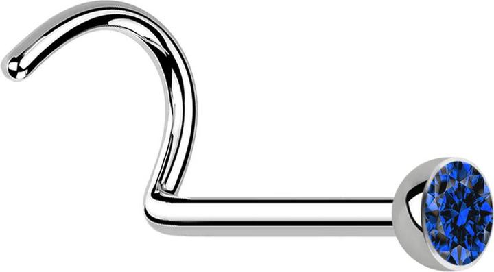 Produktbild Star Piercing Nasenstecker gebogen silber mit Kristall dunkelblau (ohne Messing, Chirurgenstahl 316L)