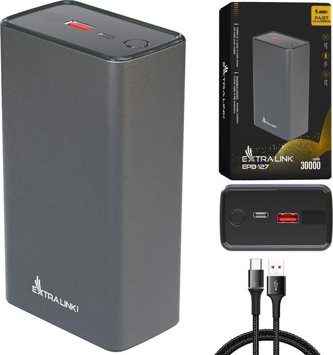 Produktbild Extralink EPB-127 30000mAh Srebrny | Powerbank | Power bank, 65W PD, USB-C (30000 mAh, 65 W, 111 Wh)