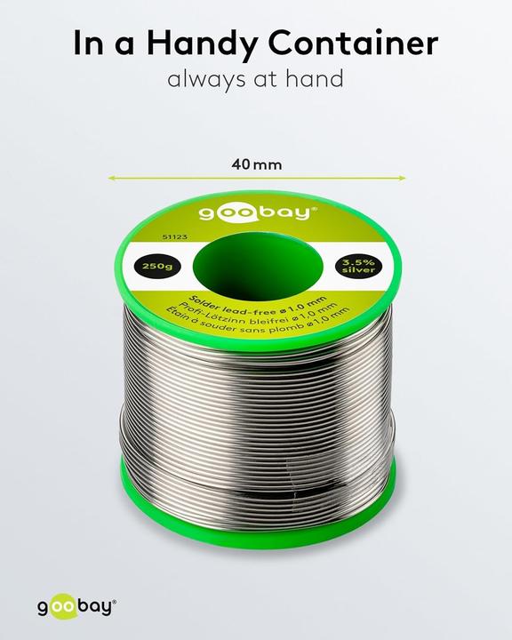 Image du produit Goobay Étain de soudure professionnel sans plomb, ø 1,0 mm, 250 g (Souder)