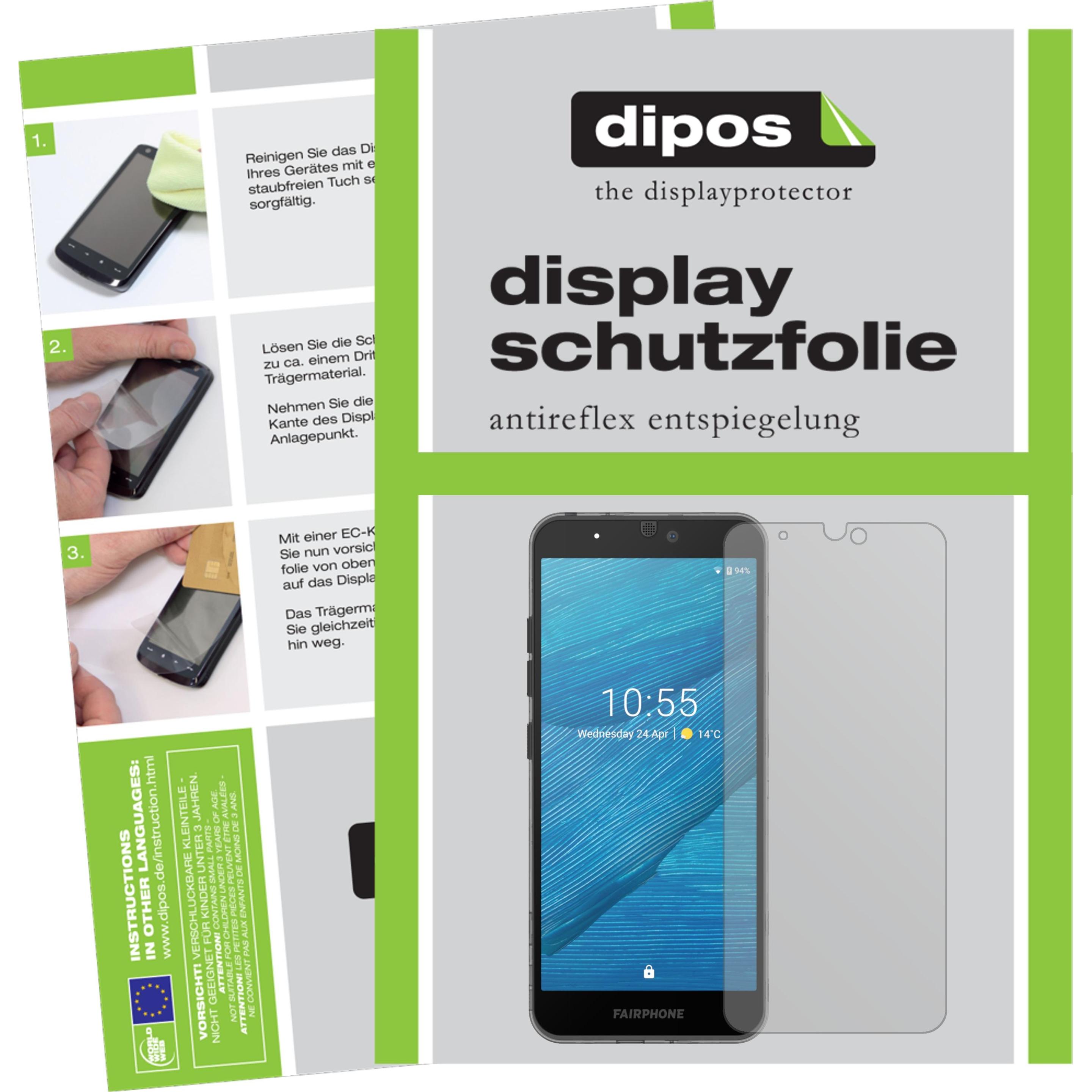 Dipos Displayschutzfolie Antireflex (5 Stück, Fairphone 3), Smartphone Schutzfolie, Transparent