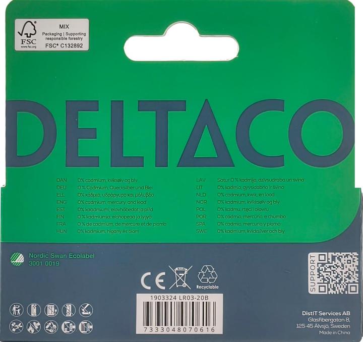 Produktbild Deltaco LR03-20B (20 Stk., AAA, 1300 mAh)