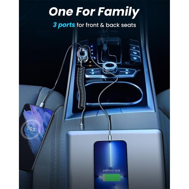 Actual product image Joyroom 3-in-1 Wired Car Charger (55W)