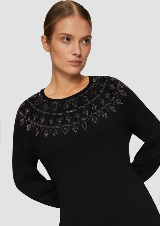 Produktbild s.Oliver Strickpullover Feinstrickpullover mit Strass-Details (36)