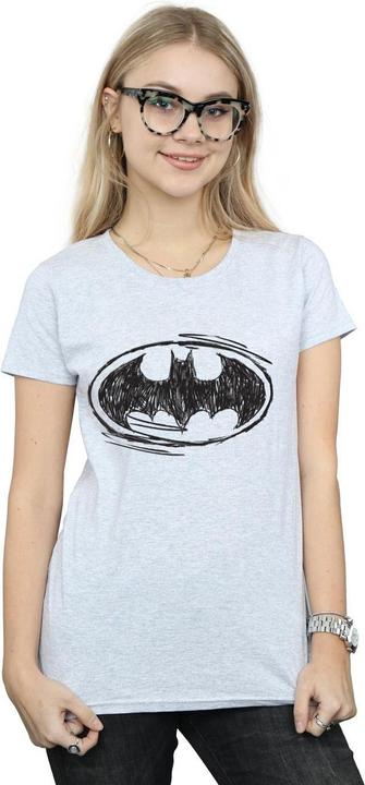 Image du produit Femme/Les femmes - T-shirt en coton avec logo esquissé de Batman (M)