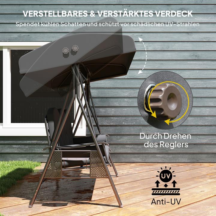 Immagine prodotto Outsunny Hollywoodschaukel Metall, Polyester Dunkelgrau