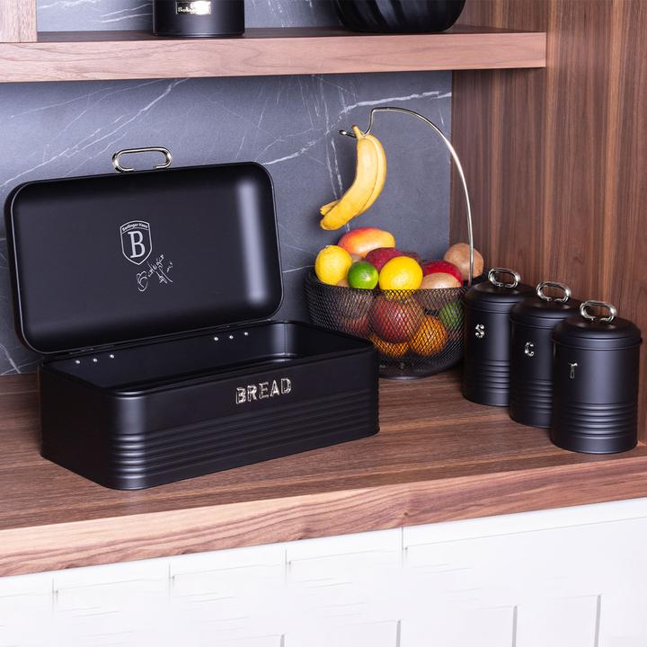 Produktbild BerlingerHaus Brotkasten und Küchendosen-Set, schwarz-silber