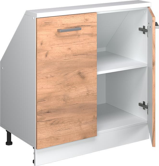 Produktbild Vichy Dachschrägenschrank Rion, Weiss/Goldkraft Eiche, mit 2 Türen (46 x 46 x 81.60 cm)