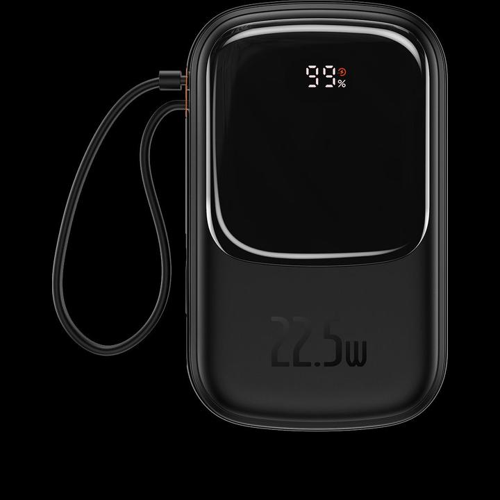 Actual product image Baseus Powerbank Qpow PRO with cable, 20000mAh, 22.5W (Black) (20000 mAh, 22.50 W, 76 Wh)