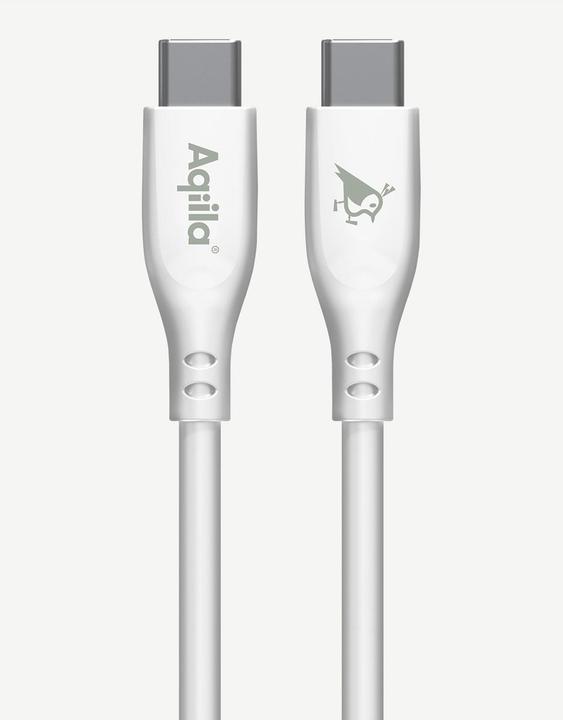 Image du produit Aqiila Cablebird CS12 - Câble USB-C vers USB-C en silicone, 60W (2m) - Blanc (2 m, USB 2.0, 60 W)