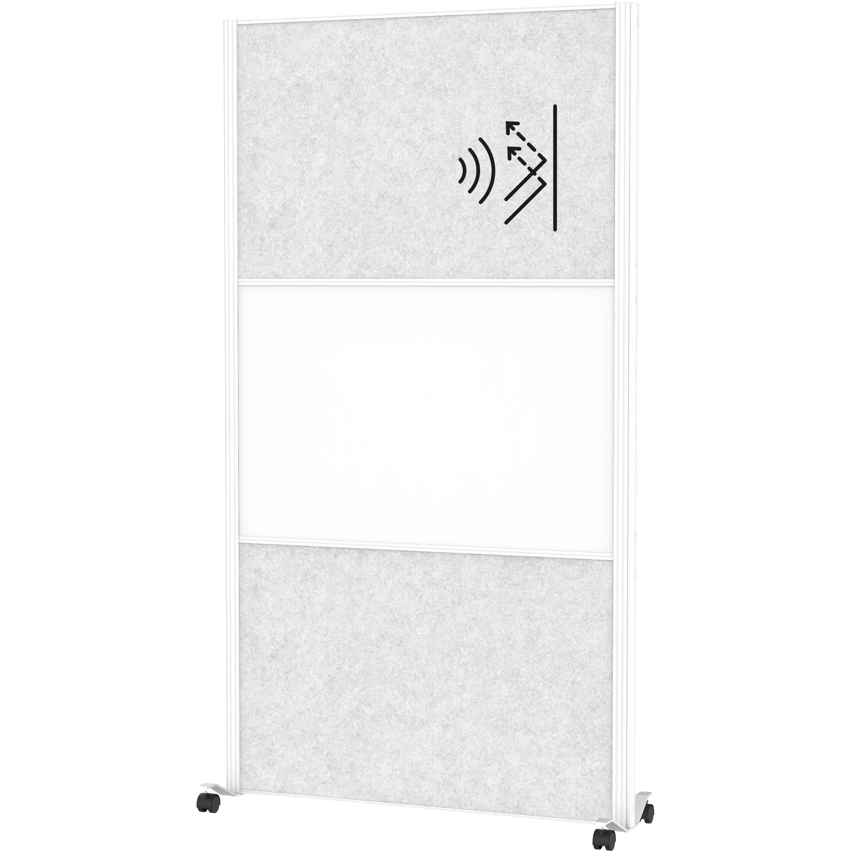 Maul, Trennwand, Akustik-Trennwand MAULconnecto 9613102 hellgrau, weiss 100,0 x 182,0 cm mit Rollen