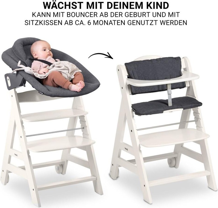 Actual product image Hauck Highchairs Beta Plus White 5-piece Newborn Set - Highchair + 2in1 (Highchair)