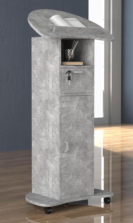 Immagine prodotto VCM Scrivania in piedi in legno Leggio Tavolo mobile in piedi Ruote rotanti Cassetto Redola Porta (56 x 37 x 110 cm)