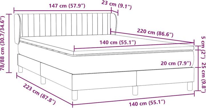 Produktbild vidaXL Boxspringbett (140 x 220 cm)