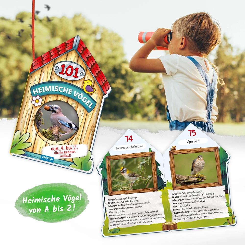 Thumbnail - Buch in Hausform 101 Heimische Vögel von A bis Z, die du kennen solltest, Kinderbücher von Trötsch Verlag GmbH & Co. KG