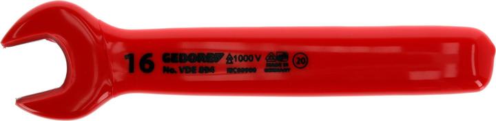 Image du produit Gedore Clé à fourche VDE, 16 mm, Acier au vanadium de haute qualité, Conforme à la norme EN 60900/IEC 60900 (16 mm)