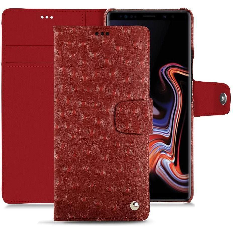 Noreve Lederschutzhülle Wallet (Samsung Galaxy Note 9), Smartphone Hülle, Rot