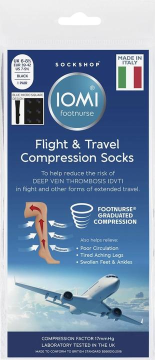 Energie-Label IOMI Lang Kompression flug Stützstrümpfe Reisestrümpfe für Thrombose (43 - 45)