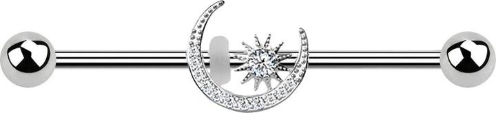 Immagine prodotto Star Piercing Barbell silber mit Mond und Stern (Ottone, Acciaio chirurgico 316L)