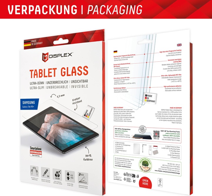 Productafbeelding Displex Tablet Glass, Tablet Schutzglas (1 Stuk, Galaxy Tab A9+)