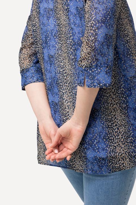 Produktbild Ulla Popken Bluse, Punkte-Streifen, A-Linie, Tunika-Ausschnitt, 3/4-Arm (46, 48)
