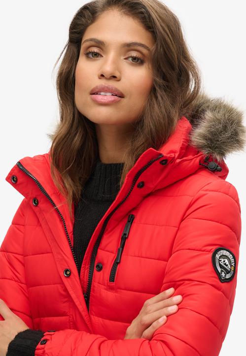 Produktbild Superdry Halblange Daunenjacke mit Kapuze und Kunstpelz, Damen (10XL)