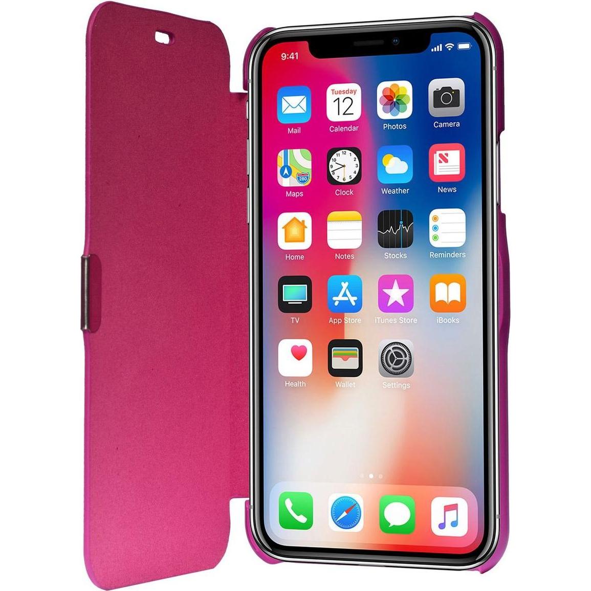 Thumbnail - König Design Apple iPhone X / XS Hülle Case Handy Cover Schutz Tasche Flip Schutzhülle Pink (Apple iPhone XS), Smartphon...