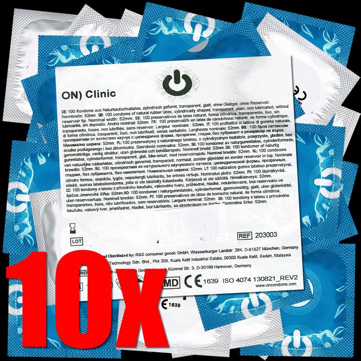 Produktbild ON) Clinic» 1000 (10x100) trockene Kondome ohne Reservoir, Mega-Pack (1000 Stk.)