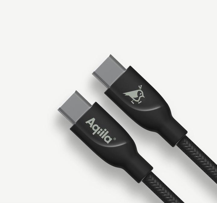 Actual product image Aqiila Cablebird CB12 - USB-C to USB-C Braided cable, 240W (2m) - Black (2 m, USB 2.0, 240 W)