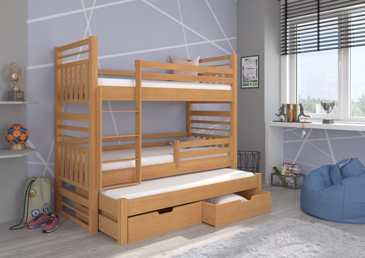 Actual product image ADRK Furniture Triple Bunk Bed with Mattresses HIPPO 180x80 (80 x 180 cm)