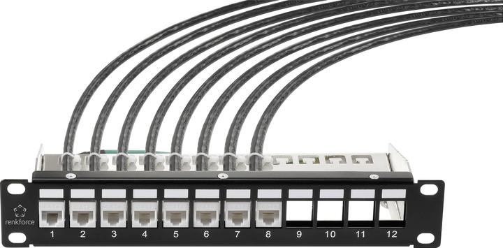 Image du produit Renkforce RF-4996626 Panneau de brassage 12 ports 254 mm (10") Non équipé 1U Noir