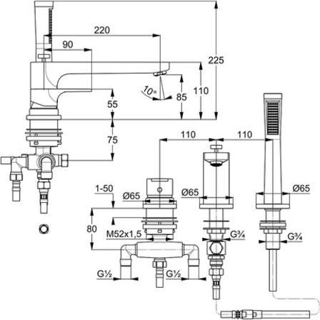 Produktbild Kludi WF ZENTA SL u Brause-EHM Dreiloch DN 15 chr
