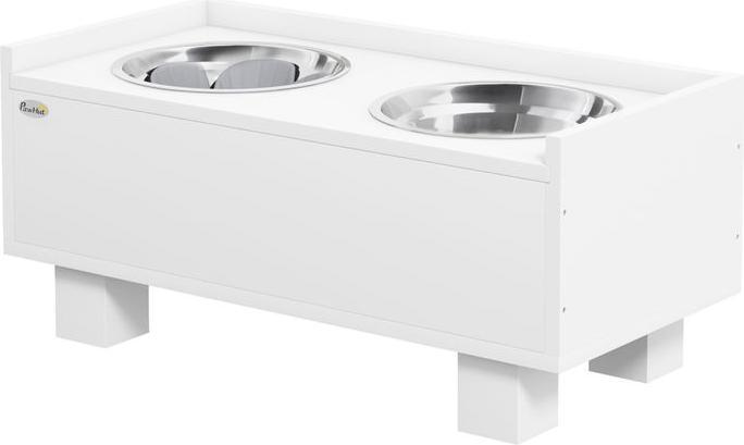 Image du produit Swisshandel24 Hundenapf erhöht, Höhenverstellbar Futternapf für Hunde mit Stauraum, Weiss (1 l)