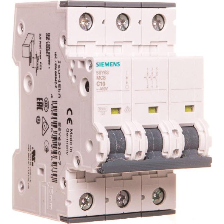 Thumbnail - Siemens, Schutzschalter, Leitungsschutzschalter 5SY6310-7 C10A 3polig 6kA