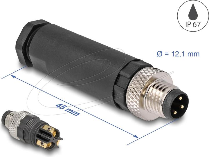 Produktbild Delock M8 Steckverbinder A-kodiert 3 Pin Stecker zur Montage mit Schraubanschluss