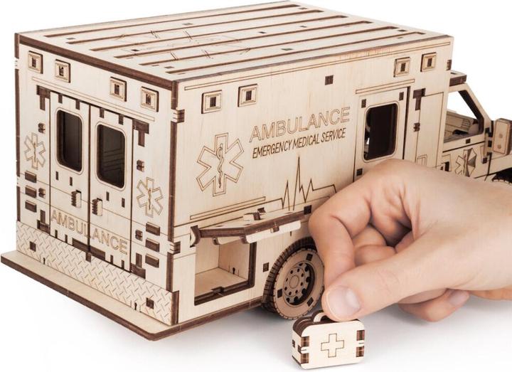Actual product image Eco Wood Art Mechanical 3D wooden-puzzle - Ambulance (386 parts)