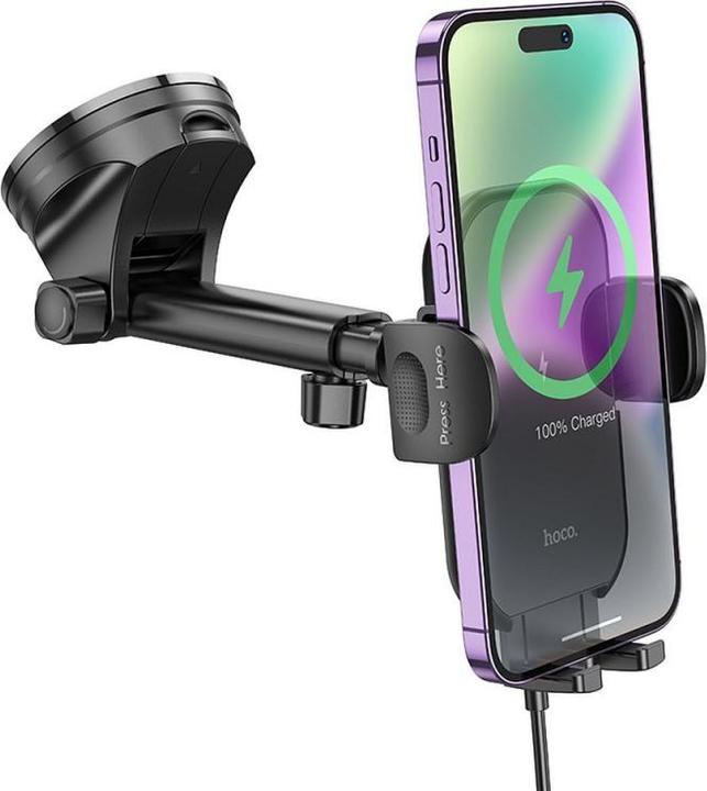 Produktbild Hoco - Car Holder with Wireless Charging Journey (HW5) - for Dashboard and Windshield, 15W - Black