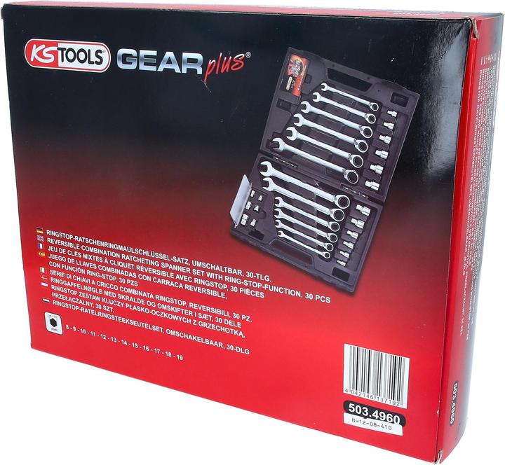 Produktbild KS Tools GEARplus® RINGSTOP-Ratschenringmaulschlüssel-Satz (19 mm)