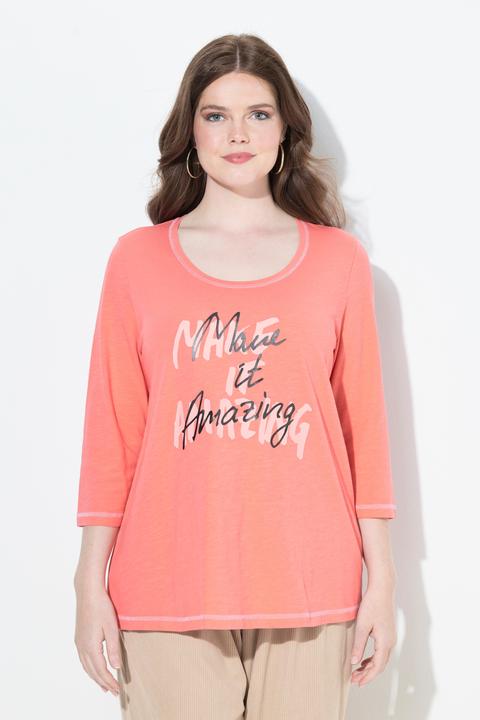 Produktbild Ulla Popken Shirt, Schriftmotiv, A-Linie, Rundhals, 3/4-Arm (58)