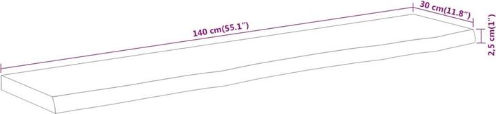 Actual product image vidaXL Table top rectangular tree edge wooden top furniture top solid wood acacia (160 x 30 cm)