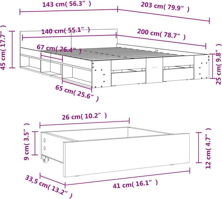Image du produit vidaXL Bettgestell (140 x 200 cm)